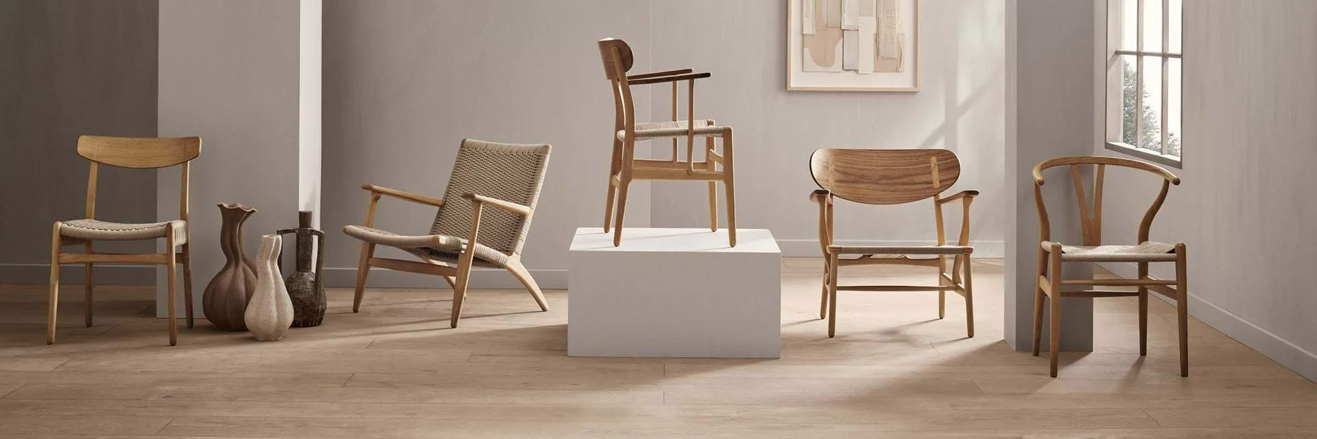 Scandinavian chairs and wooden chairs Danish design style