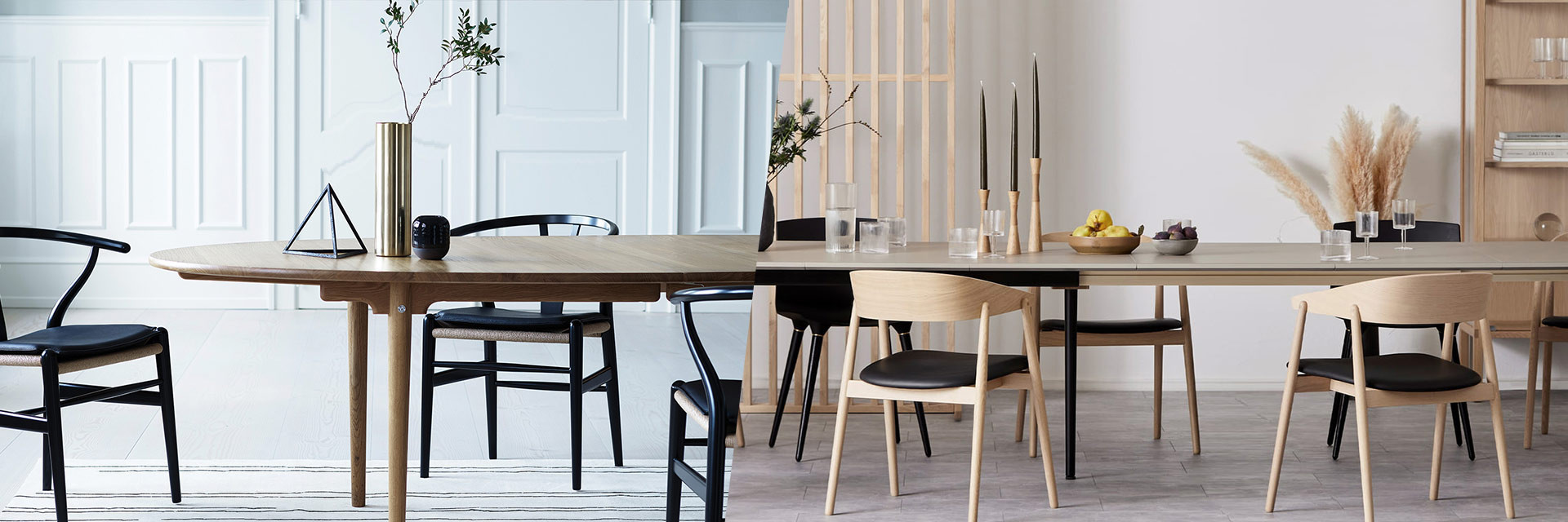 Scandinavian design furniture, lighting and decorative items for dining rooms.