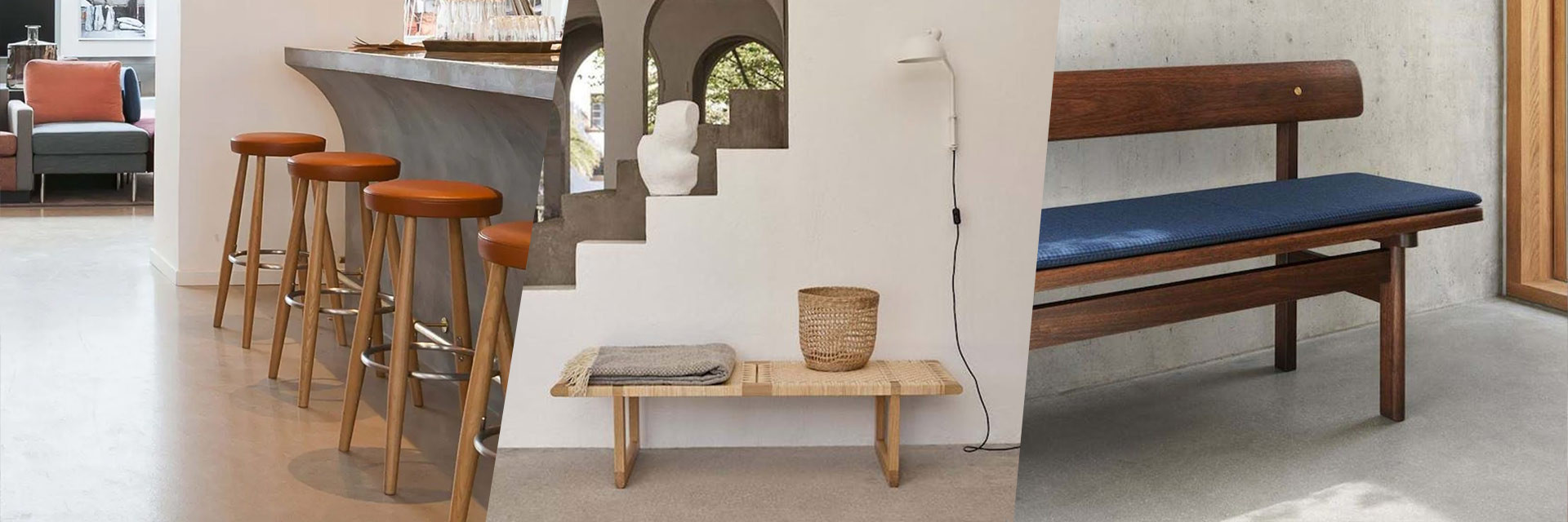 Scandinavian design wooden stools and benches - La boutique danoise